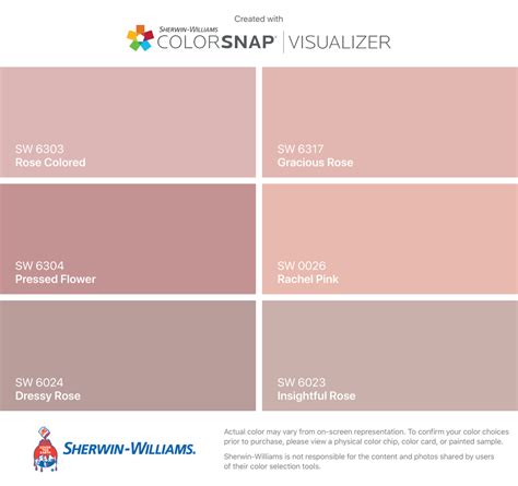 sherwin williams rosé color chart